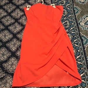 Coral strapless dress